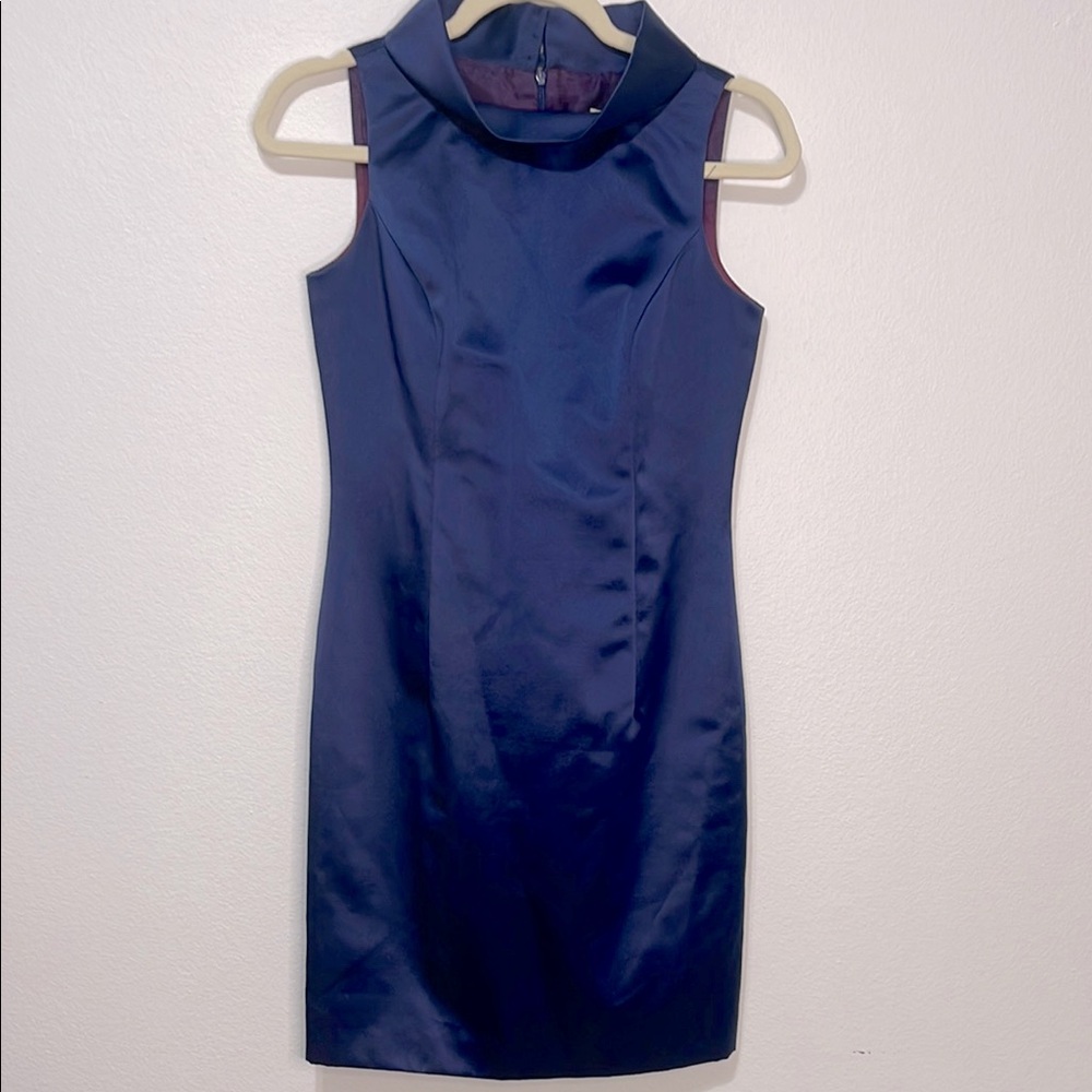 LOFT Blue Sleeveless Cowl Neck Sheath Mini Dress Size 4 PTP 16” EUC